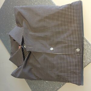 Hugo Boss Brown Gingham Brown and White  Shirt - Size 41 Like New